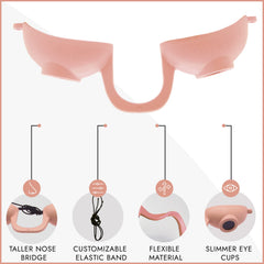 Super Sunnies EVO Flex slim eye cup detail showing narrow coverage for minimized tan lines