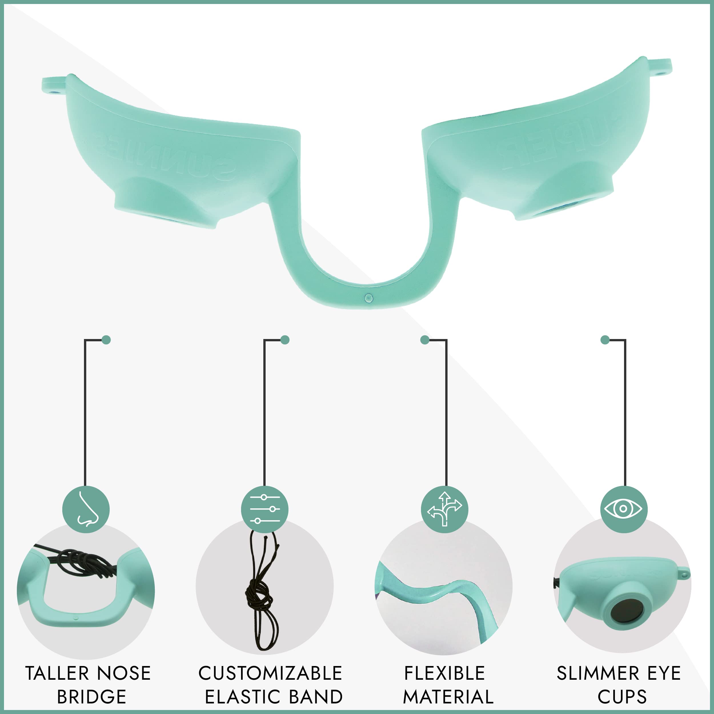 Super Sunnies profile of taller nose bridge improving seal and fit
