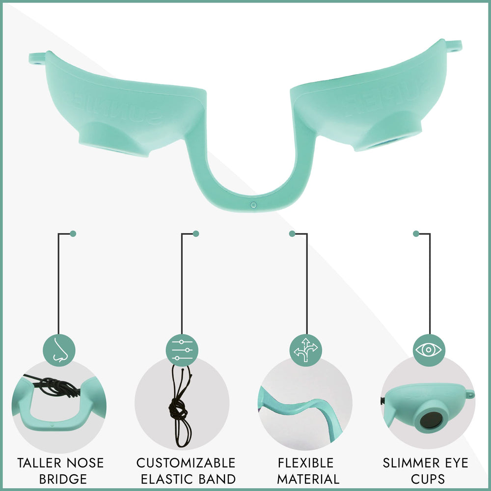 Super Sunnies profile of taller nose bridge improving seal and fit
