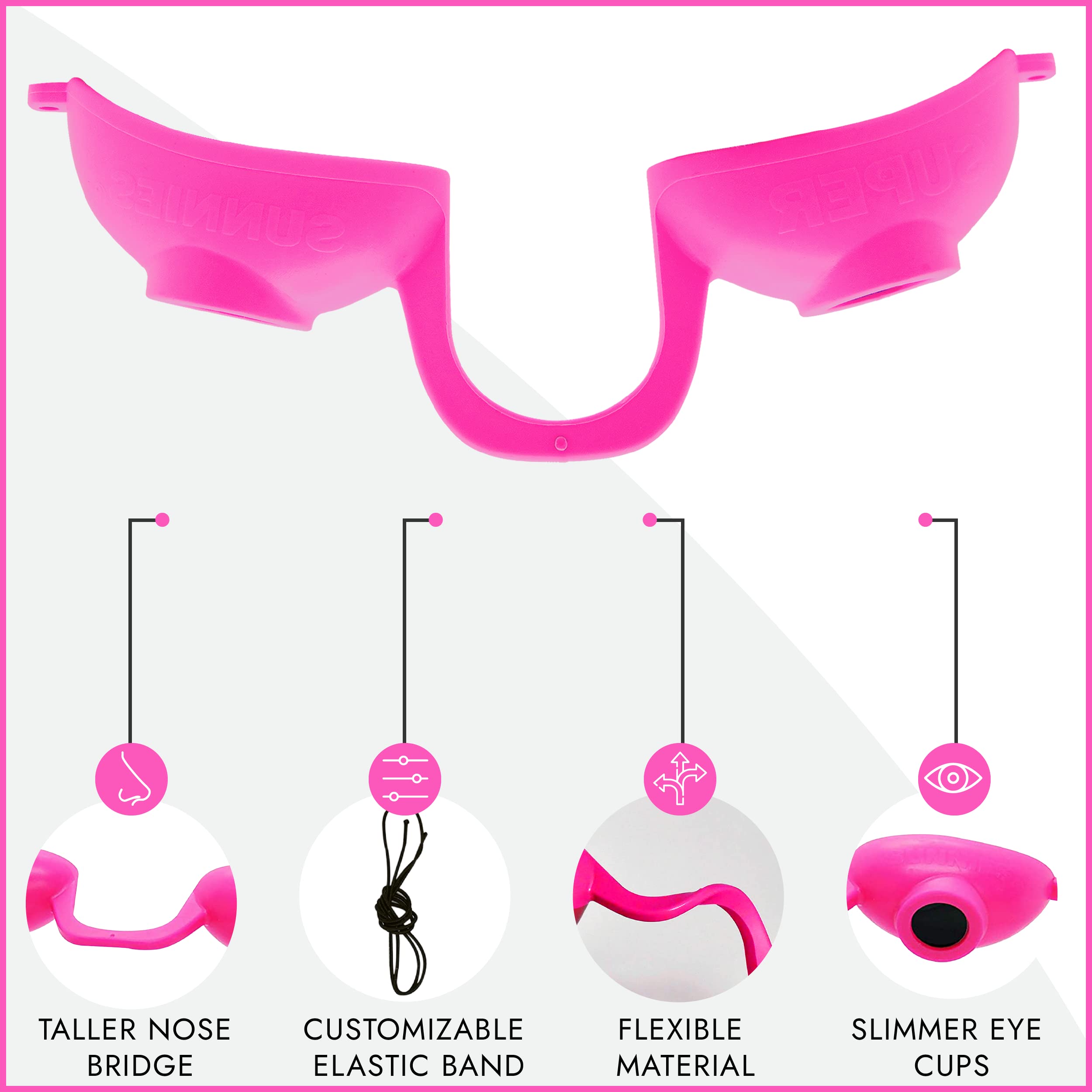 Super Sunnies side profile demonstrating fit against face for secure protection