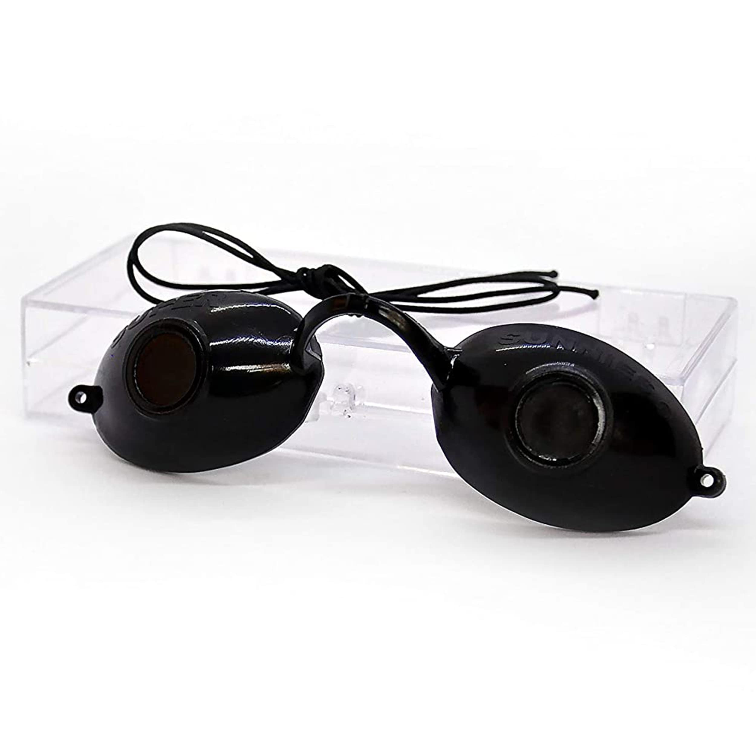 Super Sunnies front view black frame showing compact protection and comfort
