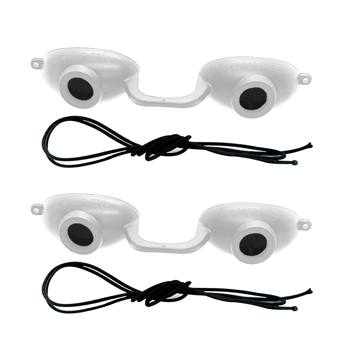 Super Sunnies front view white goggles showing full eye coverage and comfort