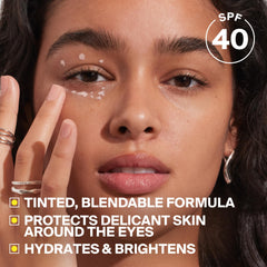 Supergoop! Bright-Eyed applied under-eye demonstrating instant brightening effect