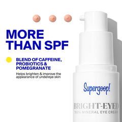 Supergoop! Bright-Eyed beside a coin for size comparison and travel convenience