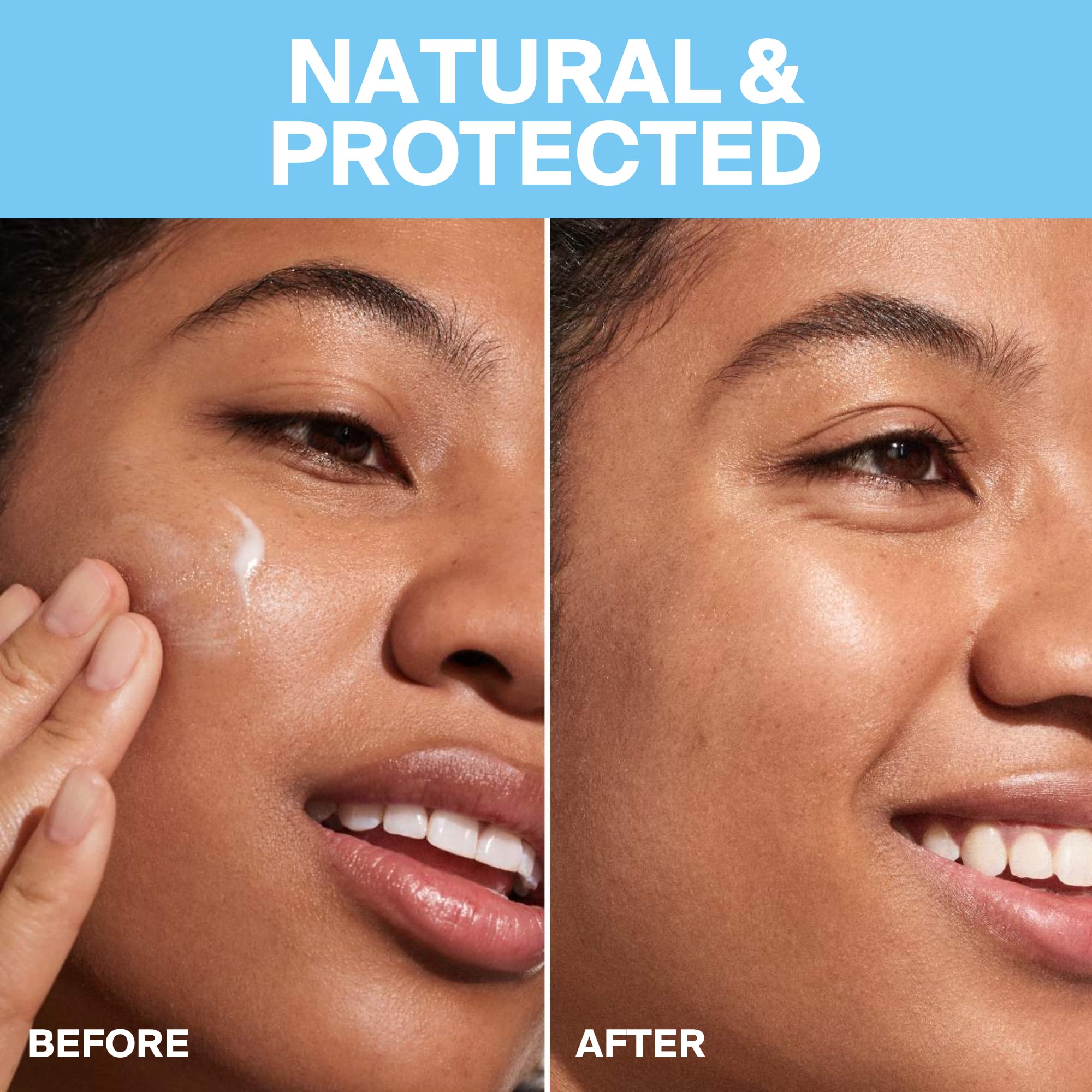 Supergoop! applying lotion to hand showing cooling feel and fast absorption benefit