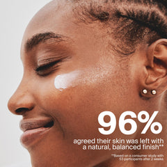 Supergoop! model applying moisturizer to face for smooth prep