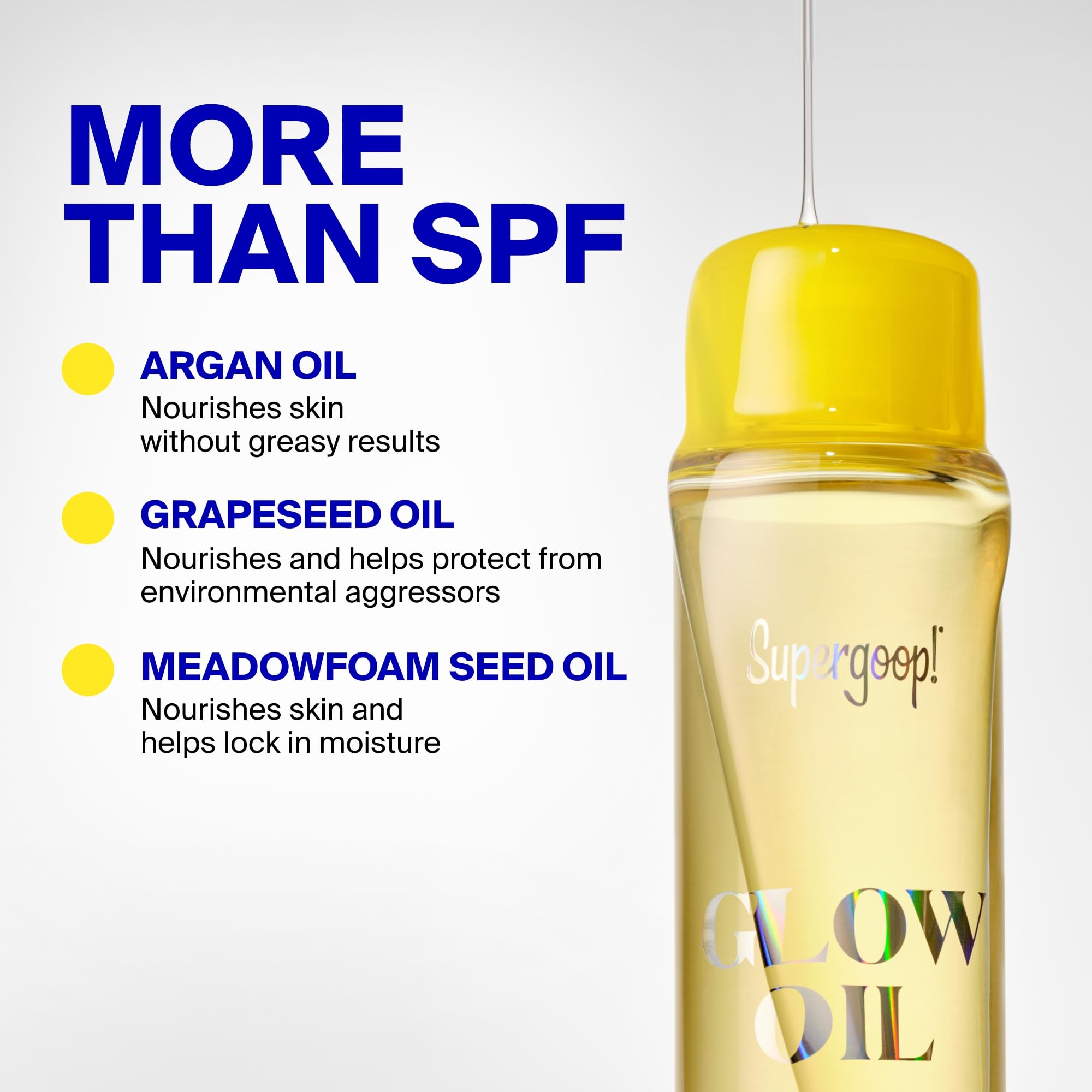 Supergoop! glow oil in hand for scale and travel-friendly convenience