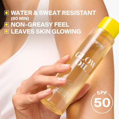 Supergoop! glow oil texture on skin showing fast absorption and glow