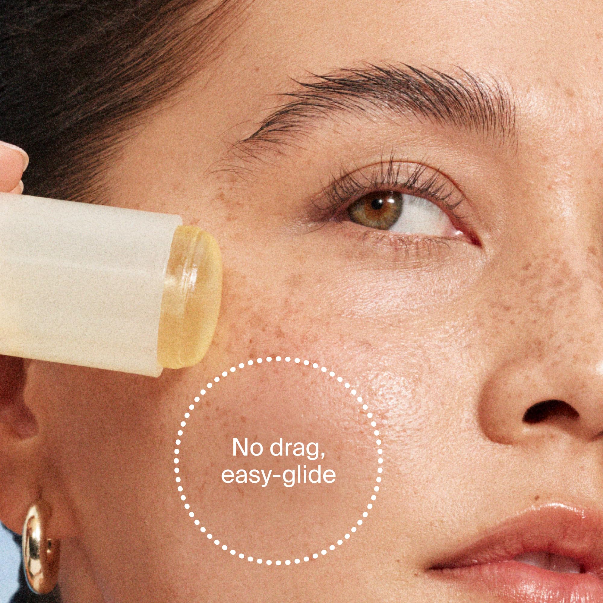 Supergoop! Glow Stick label close-up showing oxybenzone-free formula and ingredient transparency