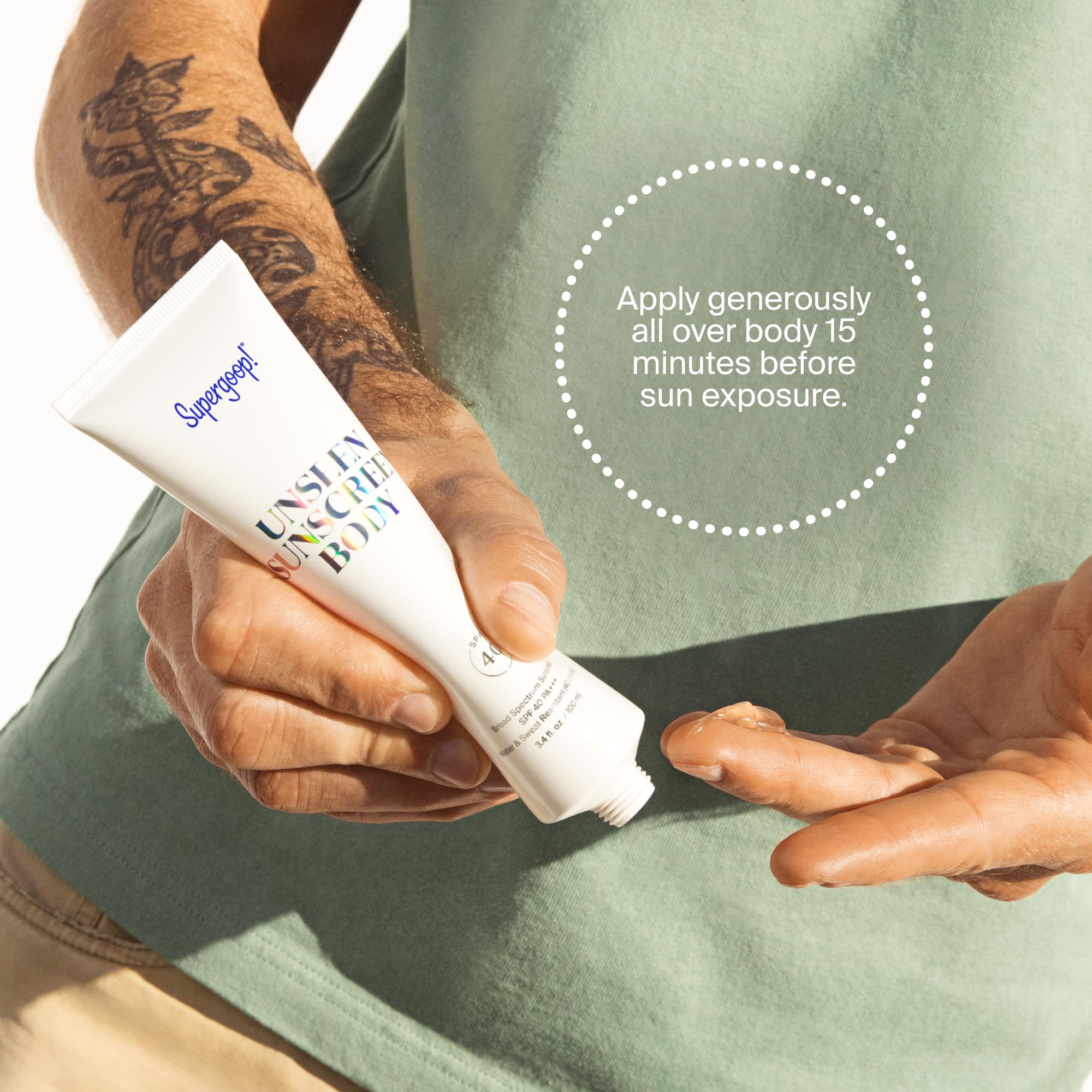 Supergoop! olive leaf and fruit extract visual emphasizing moisturizing, soothing benefit