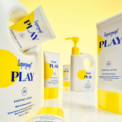 Supergoop! with rosemary and sunflower ingredients representing antioxidant support