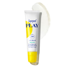 Supergoop! PLAY lip balm mint front tube showing compact SPF 30 design and portability