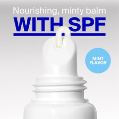 Supergoop! PLAY lip balm mint during skiing scene illustrating water-resistant performance