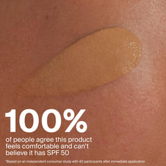 Supergoop! fingertip applying tint for quick coverage and sunscreen convenience