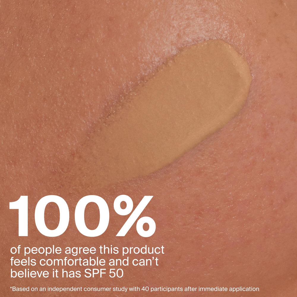 Supergoop! Protec(tint) blended swatch on skin showing even tone and natural finish