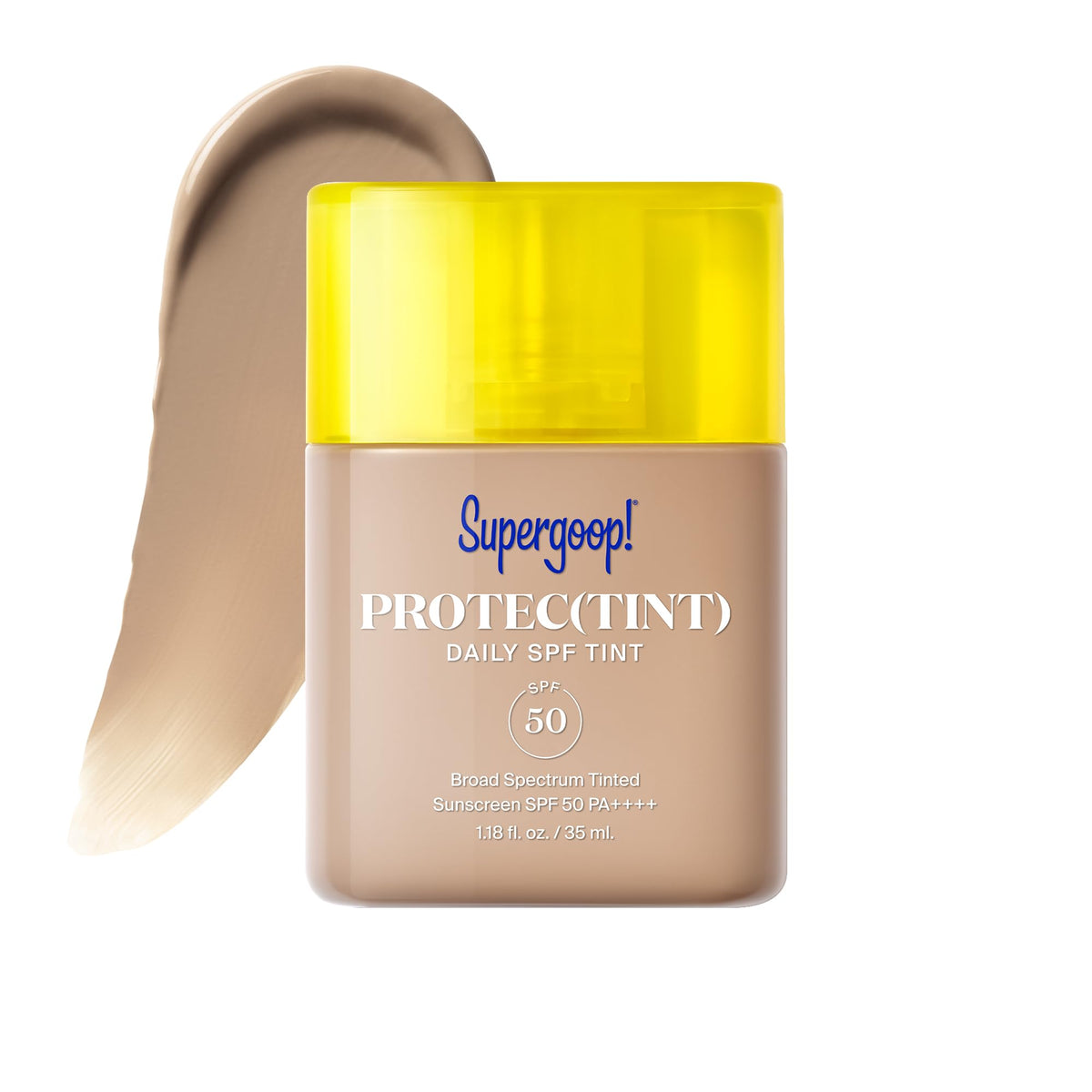 Supergoop! front packaging of Protec(tint) showing compact tube and SPF benefit