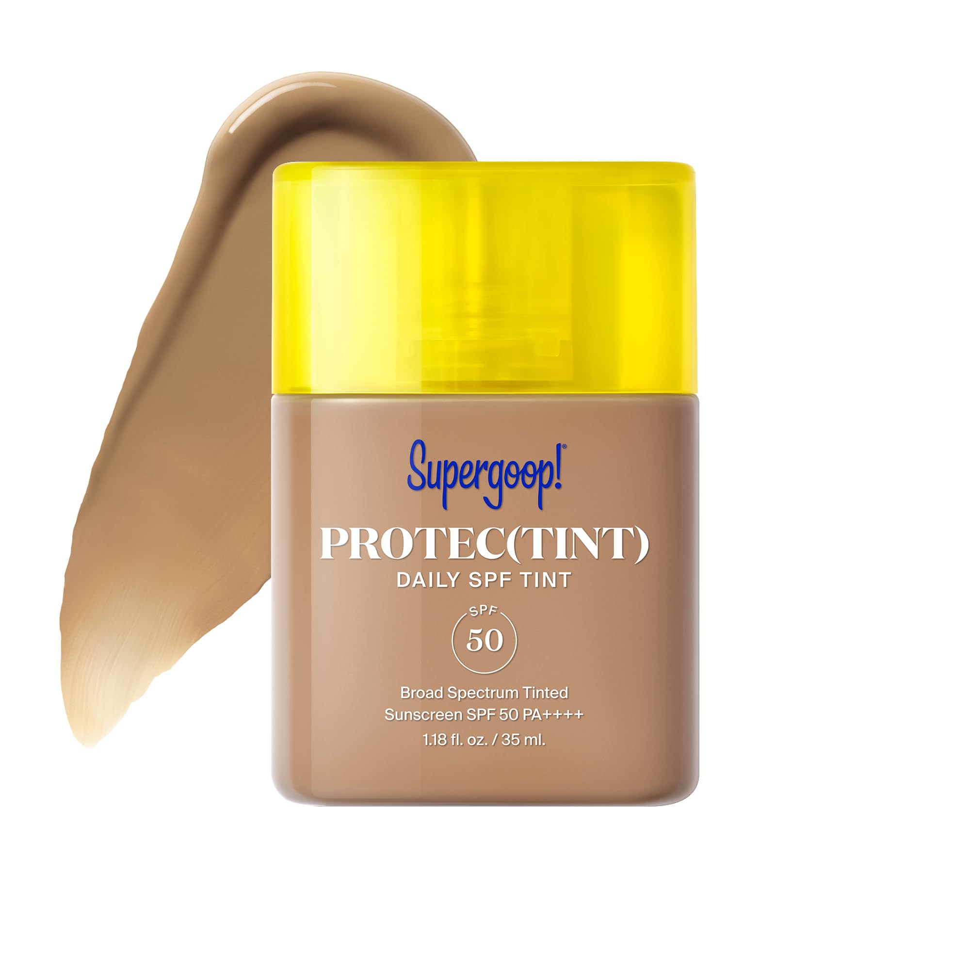 Supergoop! front packaging showing bottle and branding, easy daily SPF benefit