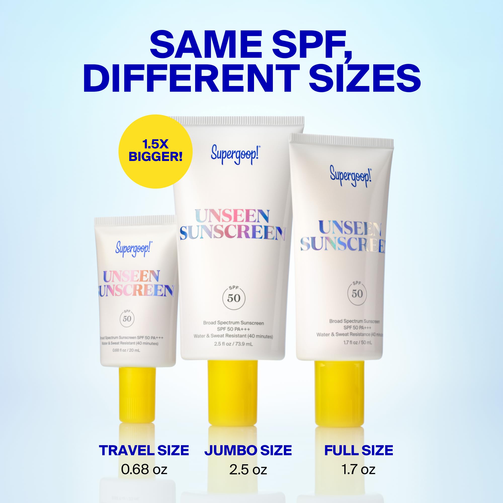 Supergoop! sunscreen in a daytime bag illustrating on-the-go reapplication convenience