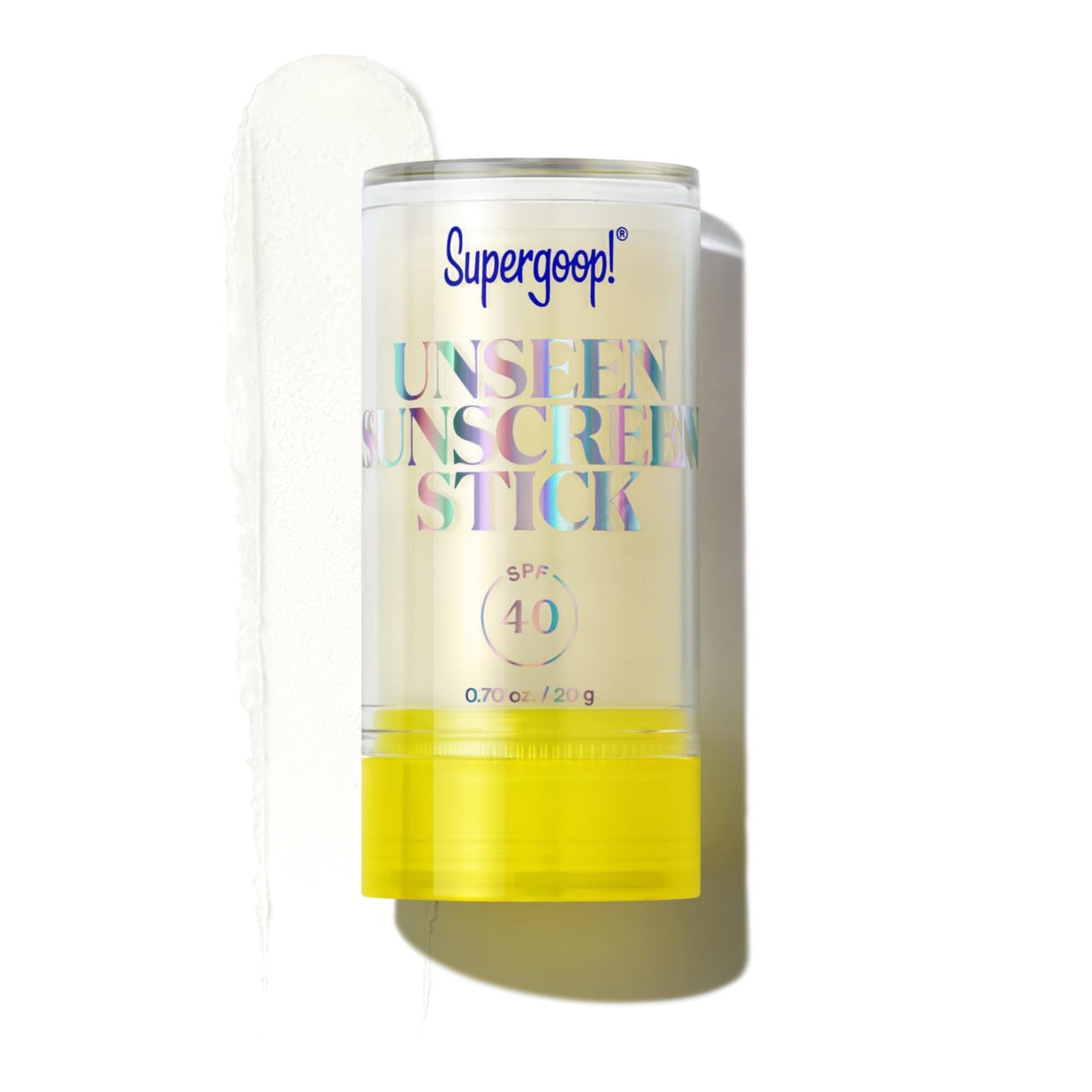 Supergoop! unseen stick front view showing compact travel-ready design and protection