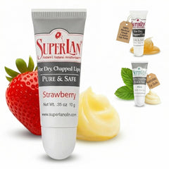 superlan front tube strawberry shows compact balm for easy hydration