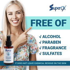 Superox applied to cotton pad for wiping lashes showing residue-free cleaning benefit