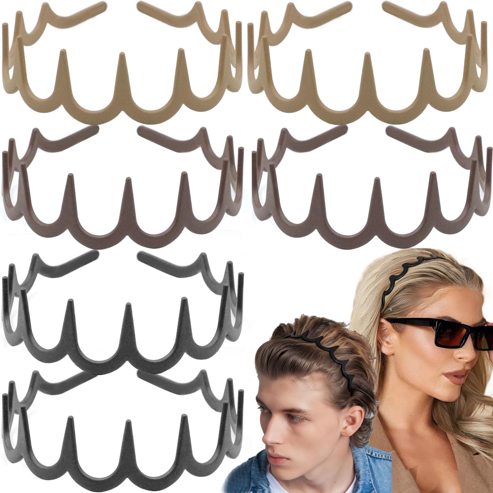 Supgoodom front packaging showing six matte zig zag headbands and color variety