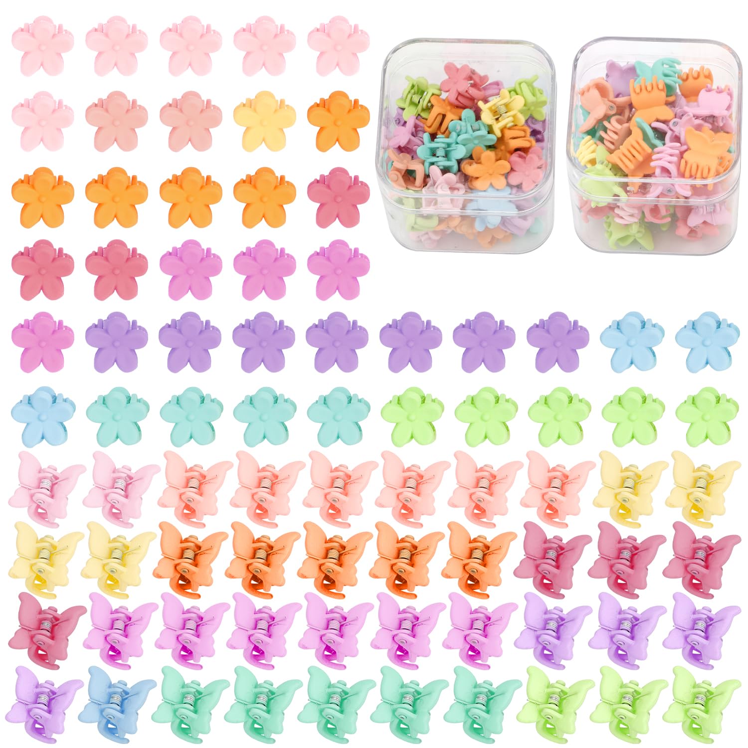 SuPoo front packaging showing 80-piece butterfly and floral clip set for easy selection