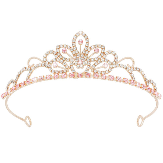 SuPoo front view pink gold tiara showing elegant shape and sparkle