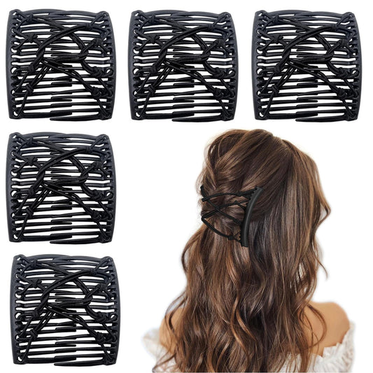 Suptizizkz front view of five black combs showing compact pack and convenience