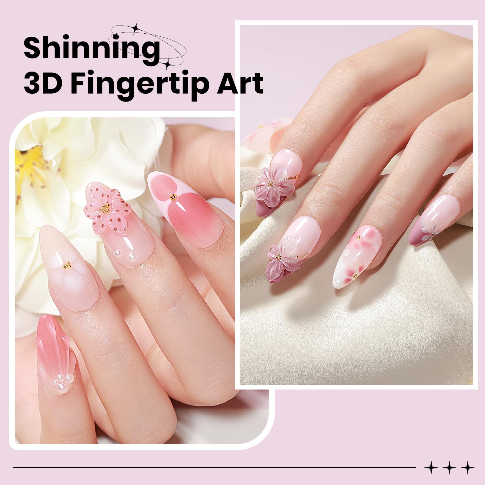 SUPWEE created 3D floral decorations on nails demonstrating raised detail durability