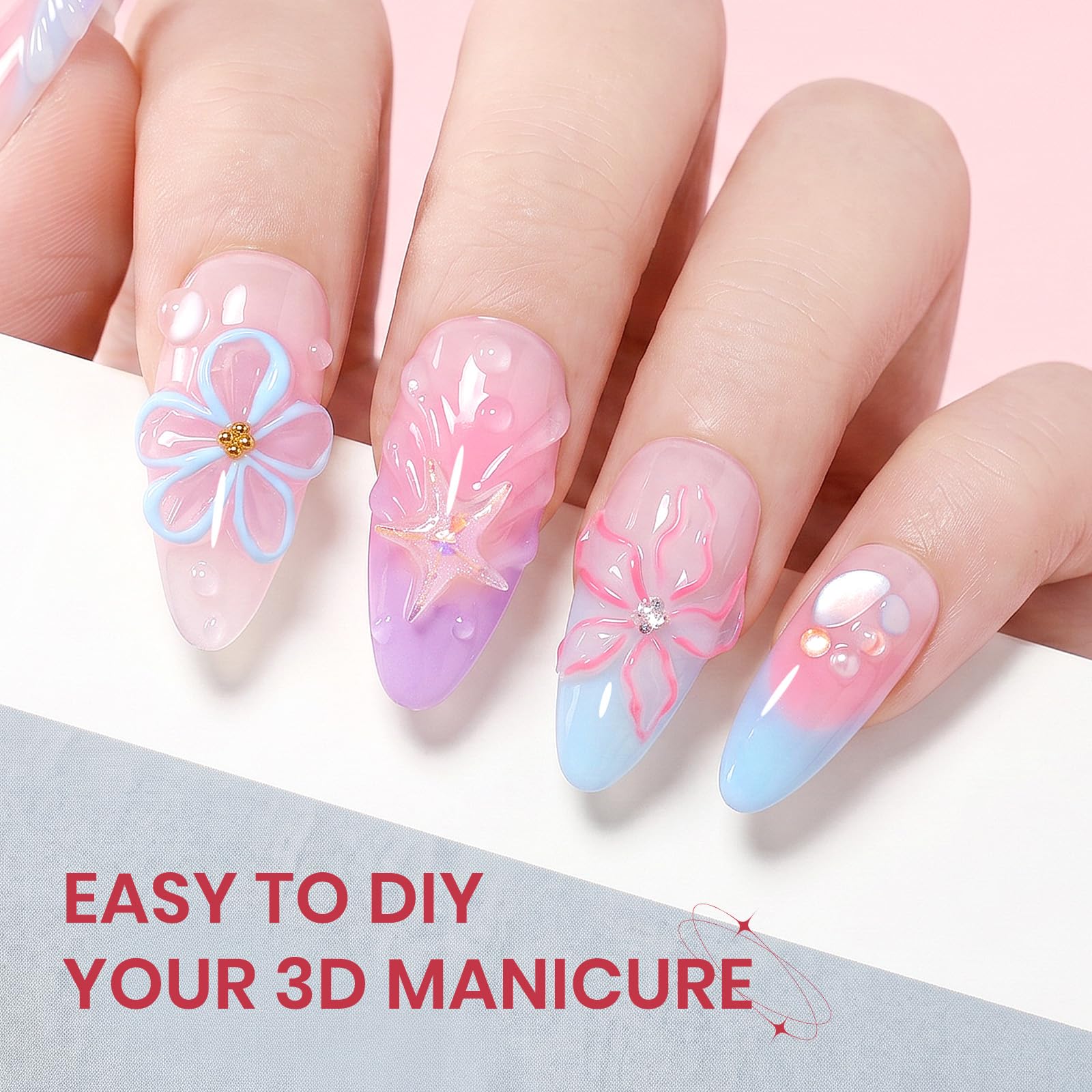 SUPWEE close-up of 3D sculpted nail detail showcasing texture