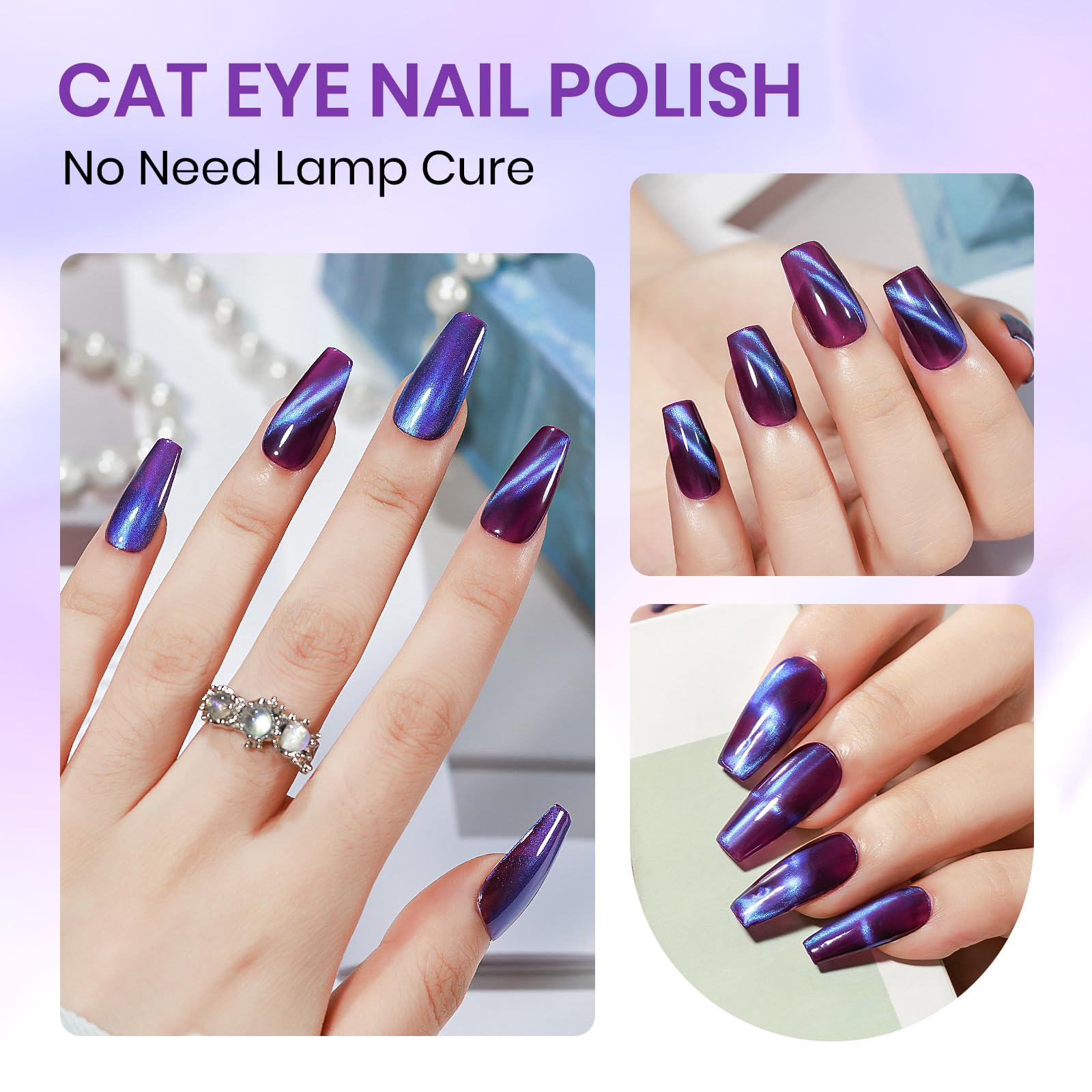 SUPWEE polish being magnetized on a fingernail, demonstrates easy at-home use