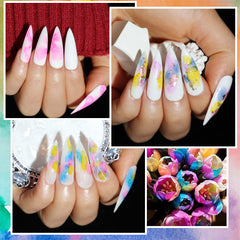 SUPWEE product in use on nails showing floral and marble finish