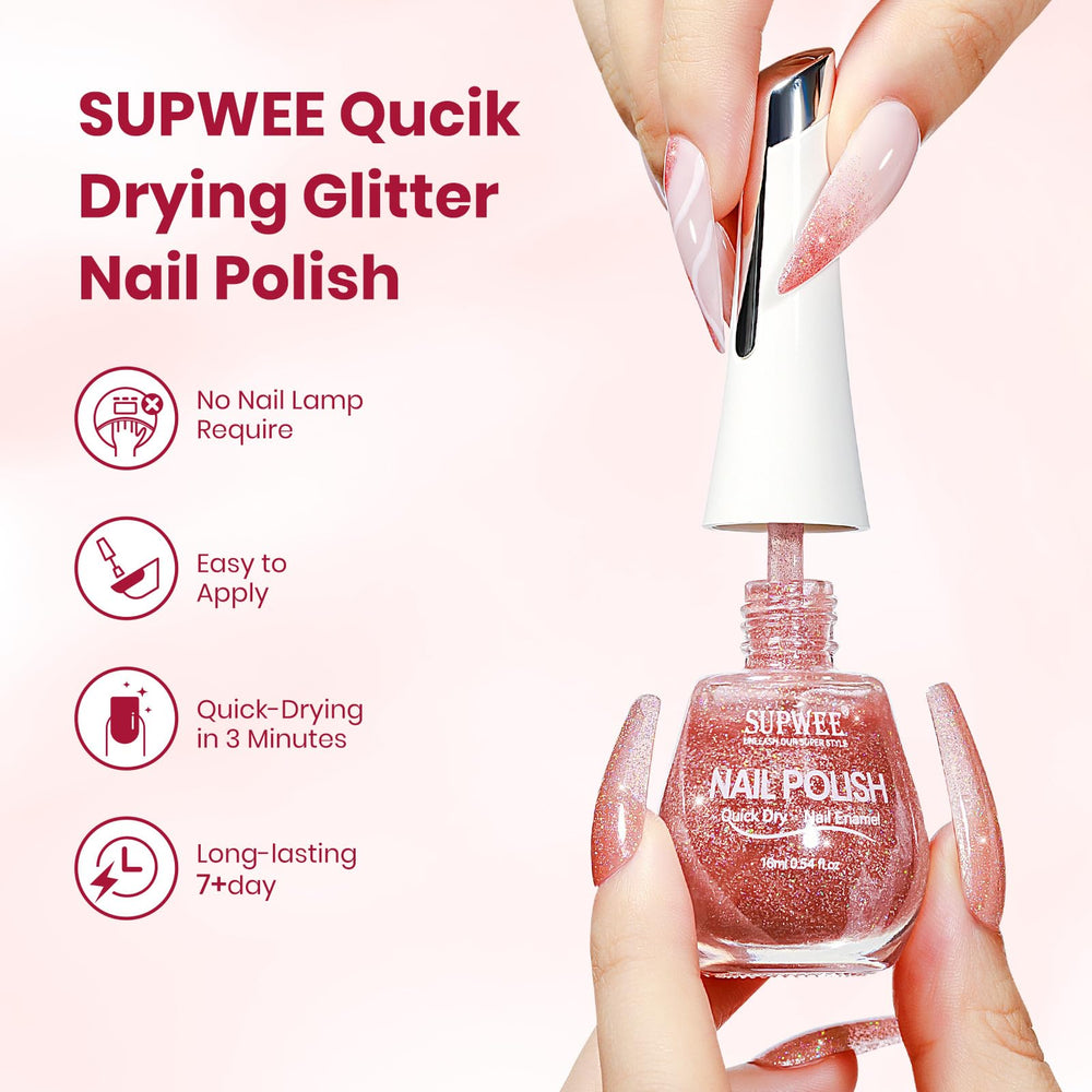 SUPWEE brush stroke on nail swatch demonstrating quick application benefit