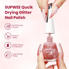 SUPWEE brush stroke on nail swatch demonstrating quick application benefit