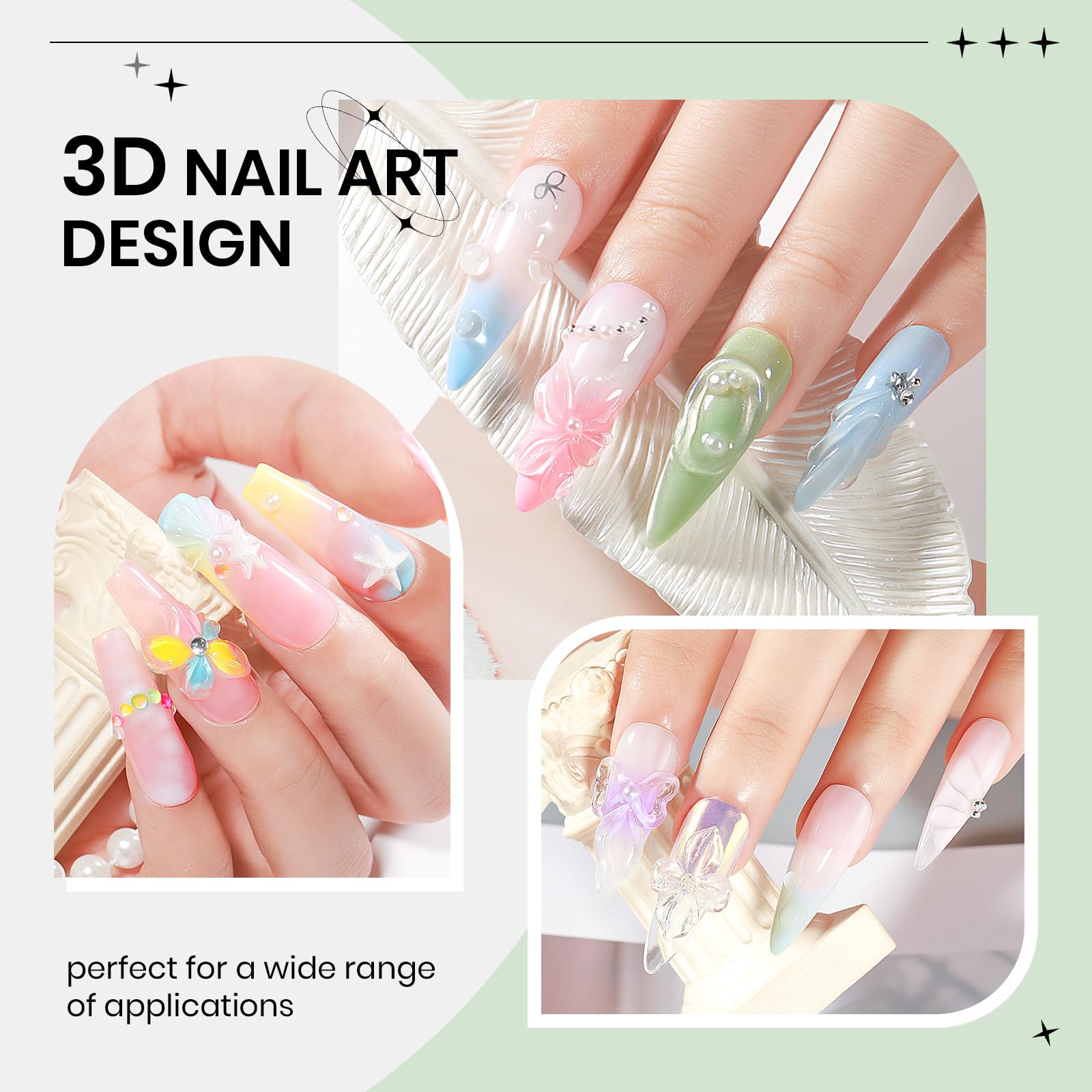 SUPWEE carved floral gel detail showing sharp raised decoration benefit