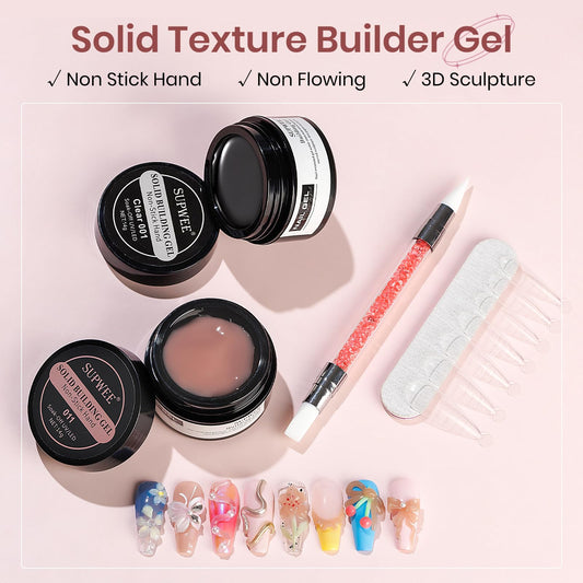 SUPWEE close-up of clear builder gel texture, shows smooth non-sticky consistency