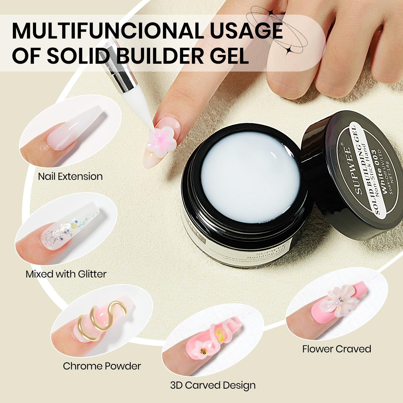 SUPWEE gel close-up showing creamy texture for precise sculpting