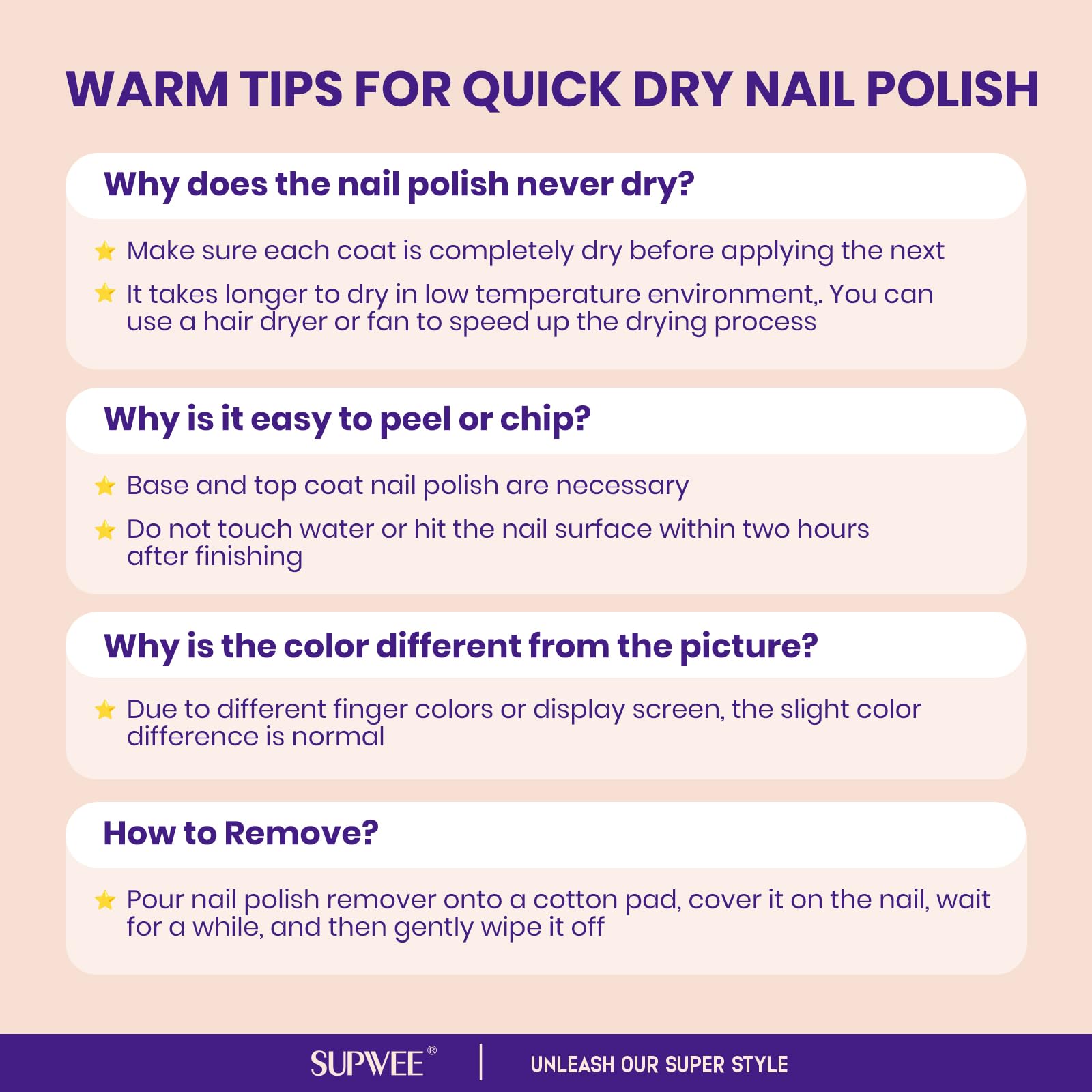 SUPWEE brush stroke on swatch card highlighting smooth application