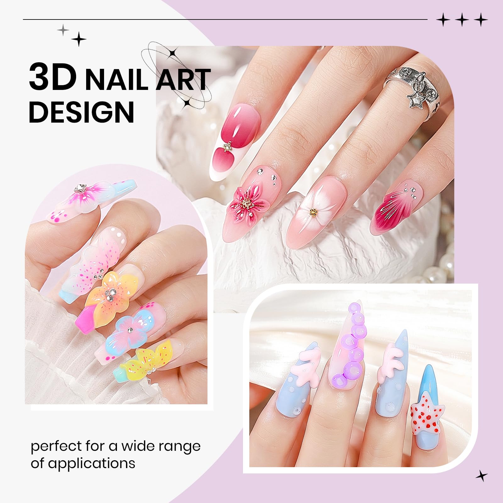 SUPWEE nails with embedded gems showing strong adhesion and decorative finish