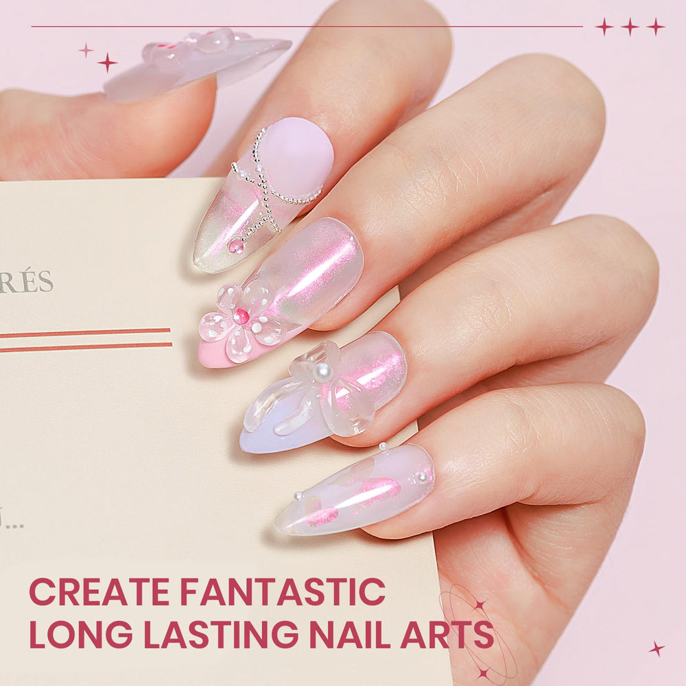 SUPWEE finished 3D sculpted nails displaying durable design and salon finish benefit