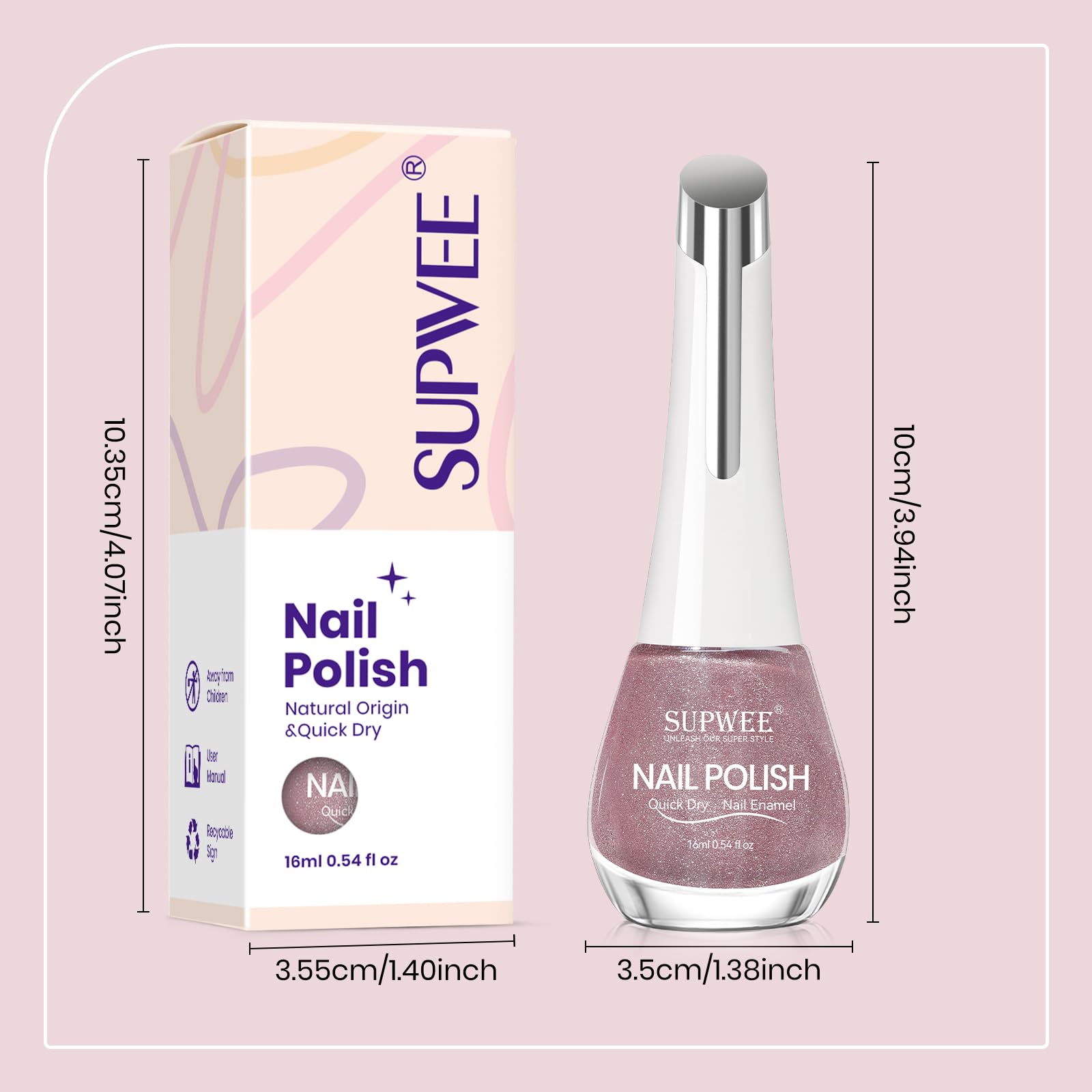 SUPWEE finished glossy manicure highlighting vibrant color and long wear