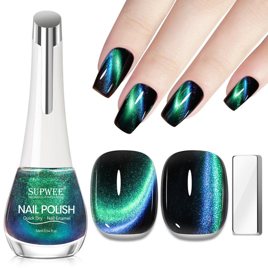 SUPWEE bottle front view showing green-to-blue shift and benefit of holographic shimmer