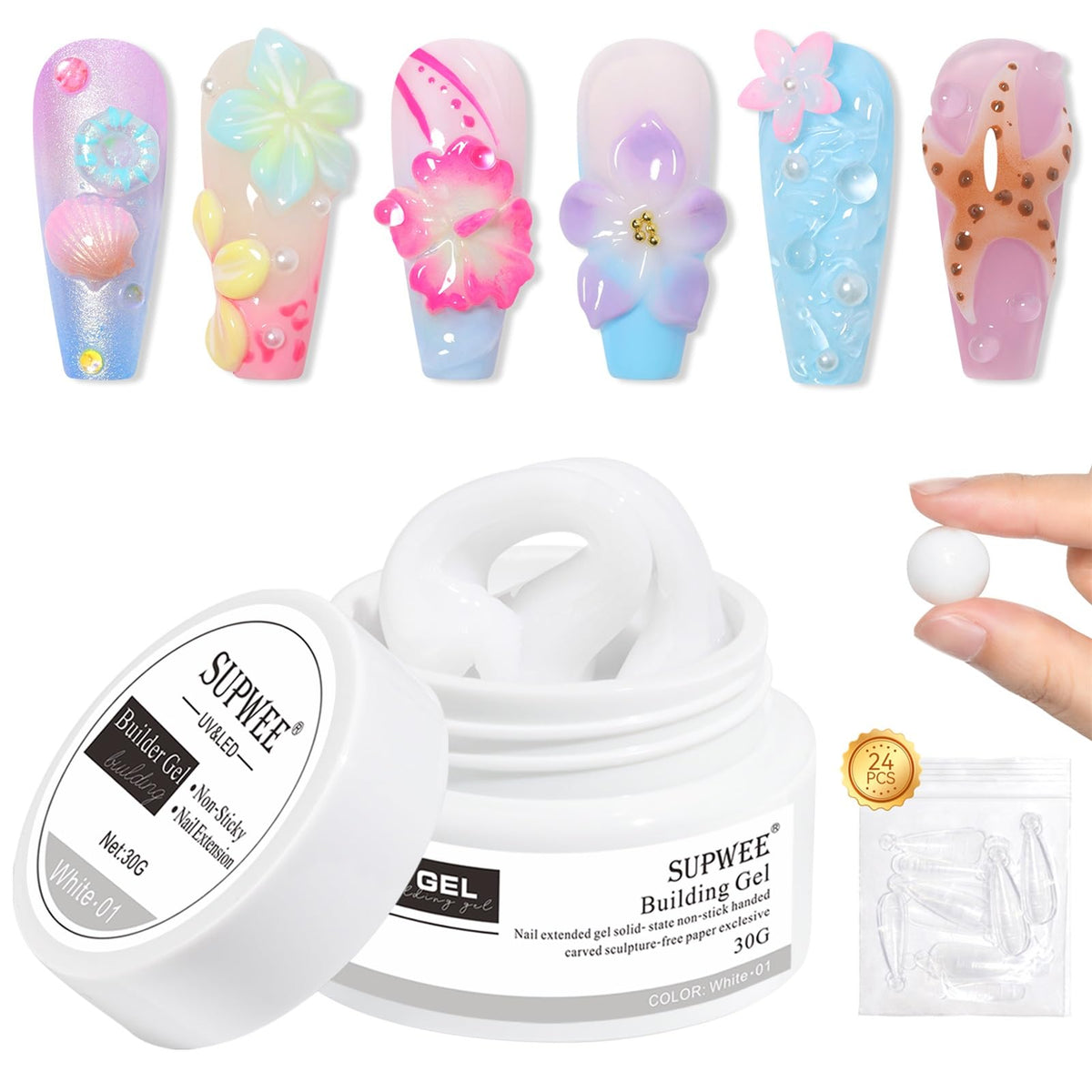 SUPWEE front jar showing product and clear label, easy storage benefit