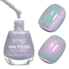 SUPWEE bottle front label showing green purple cat eye polish benefit fast application