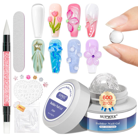 SUPWEE front packaging 60g clear builder gel showing kit contents and value