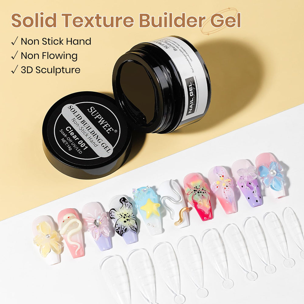 SUPWEE clear builder gel texture close-up for precise sculpting