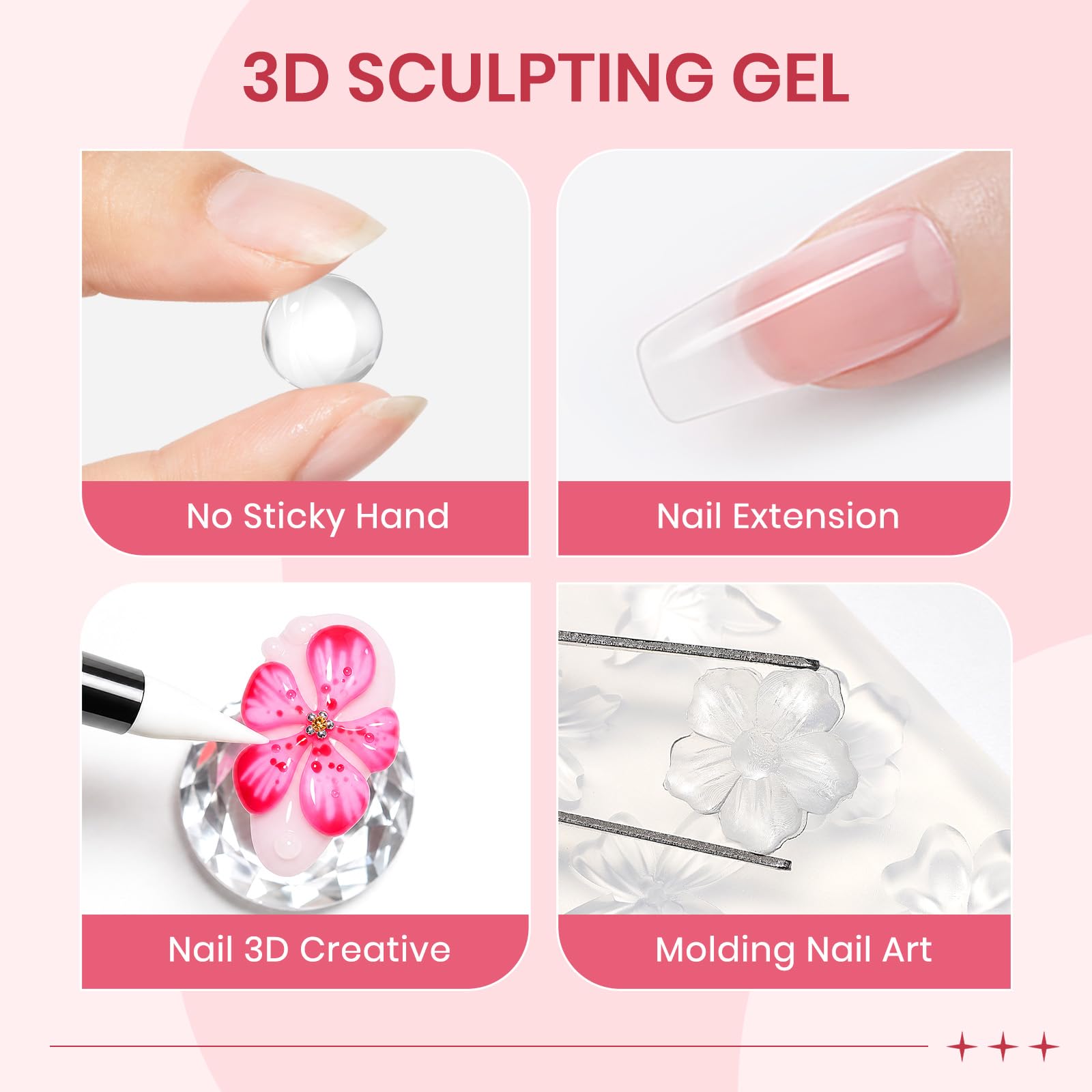 SUPWEE gel pots open showing clear white nude pink shades