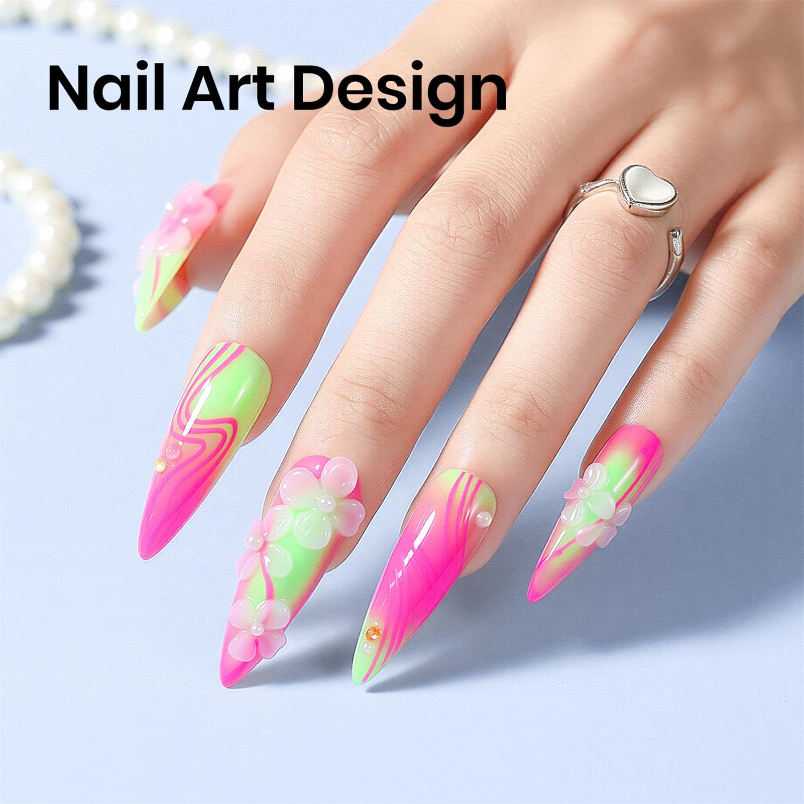 SUPWEE being hand-sculpted onto nail, highlights easy tool-free application