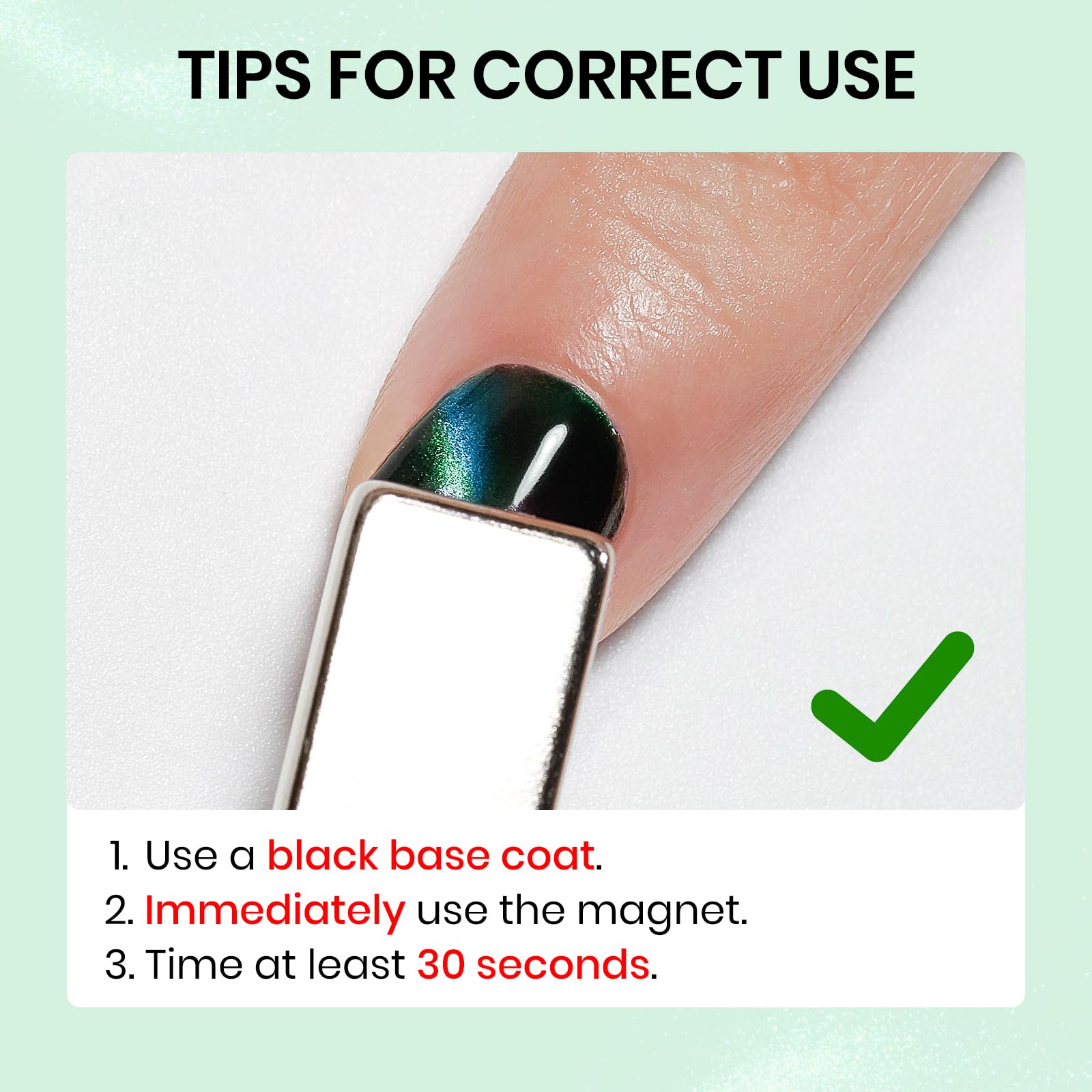 SUPWEE magnet held over wet polish demonstrating easy cat-eye creation benefit